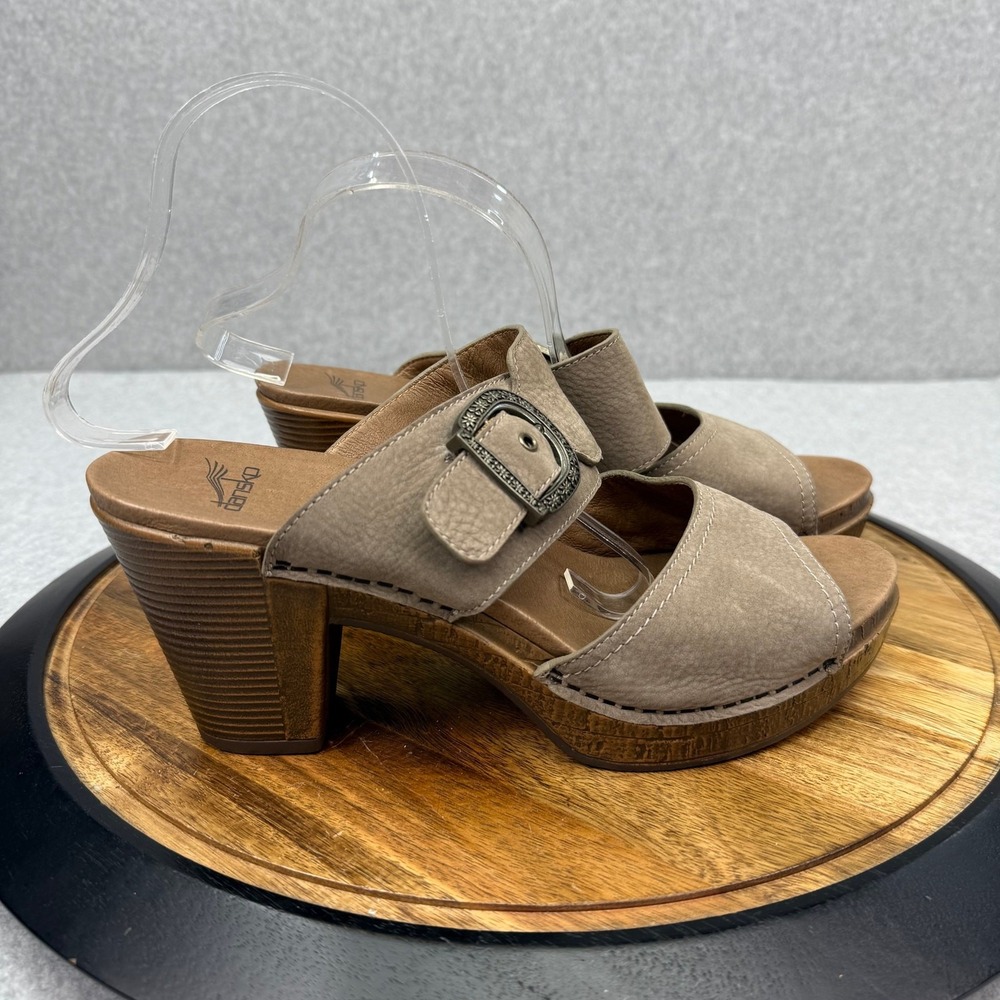 Dansko Ramona Taupe‎ Leather Buckle Platform Clog Sandals Women's 42 US 11.5-12